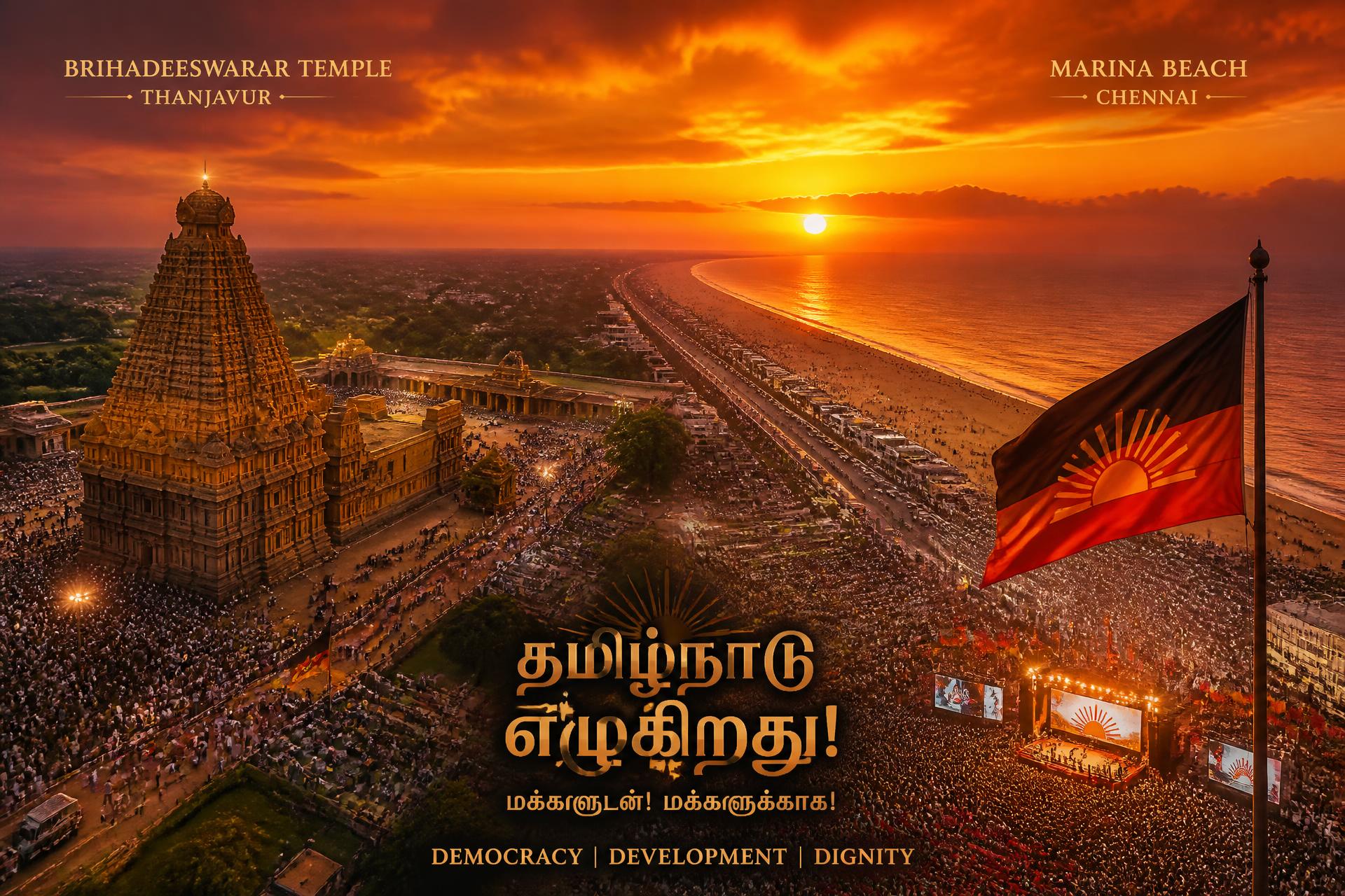 Tamil Nadu landmarks at sunset